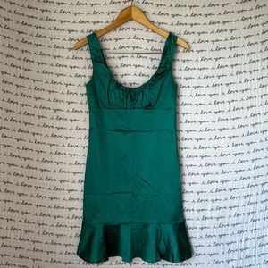 Emerald Green Satin Dress
